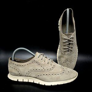 Cole Haan Zerogrand Wingtip Oxford Gray Suede Women’s Size 9.5B